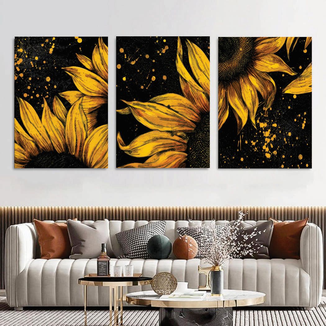 Sunflower Canvas Triptych