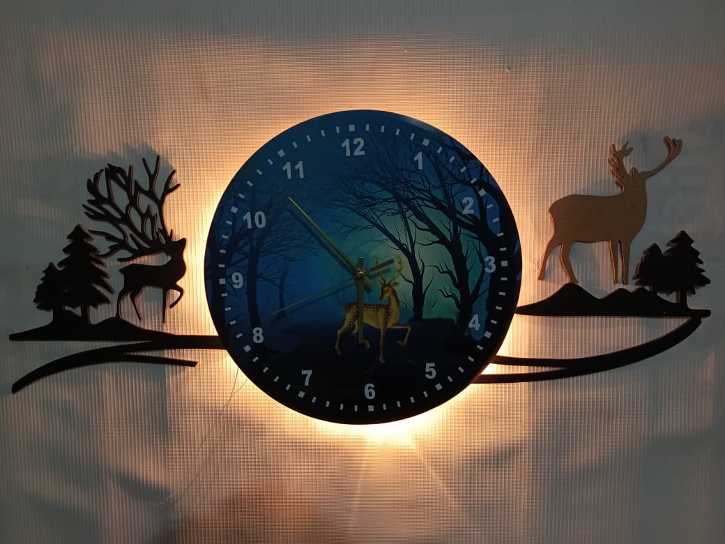 Forest Deer Clock