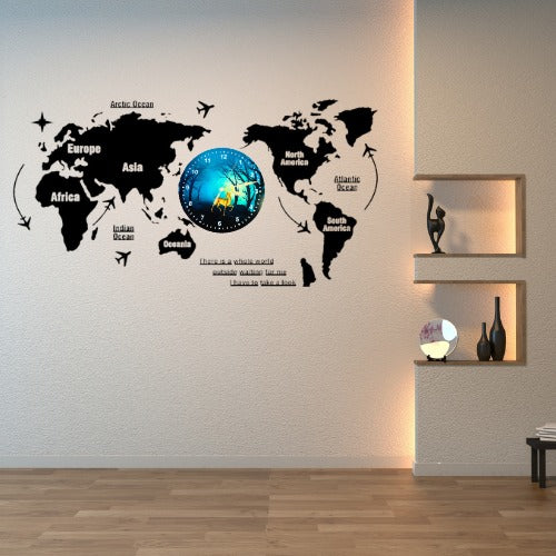 World Map Wall Clock