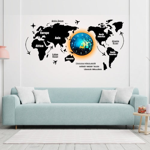 World Map Wall Clock