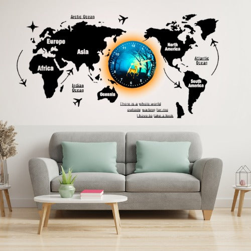 World Map Wall Clock